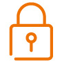 Icono en línea naranja de un candado cerrado Icono en línea naranja de un candado cerrado